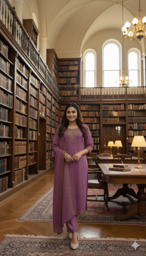 Crushed Crepe Suit Set with Zari Embroidery (3-Piece)