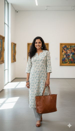 Floral Print Cotton Kurti Set